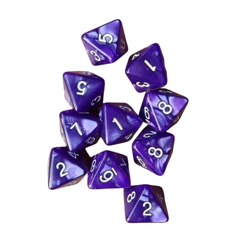 10Pcs 8-Sided Acrylic Dices Marble Pattern Polyhedral Dices for Table Game