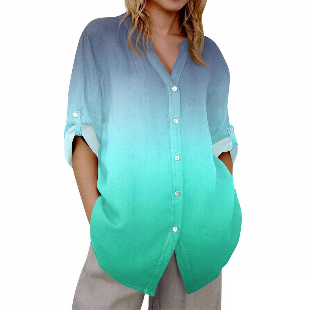 Women's V-neck 3/4 Sleeve Printed Cardigan