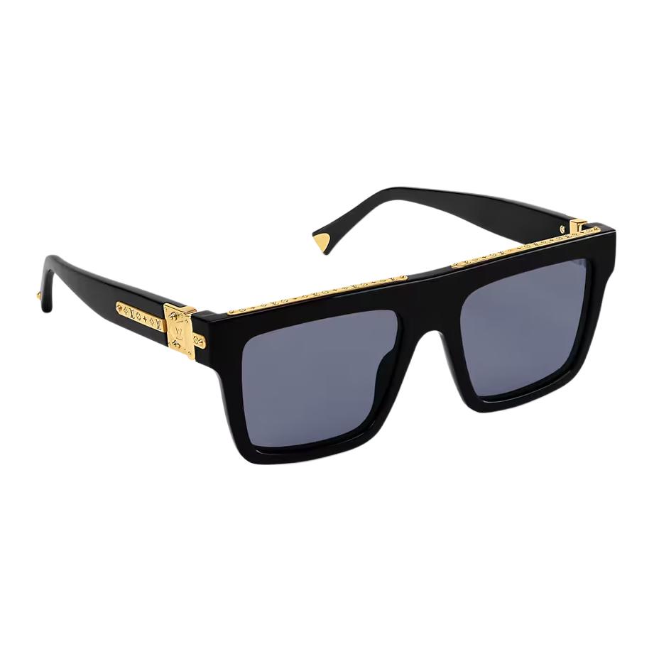 Louis Vuitton Letter Engraved Design Acetate Square Sunglasses Men Sunglasses Black Z3064U
