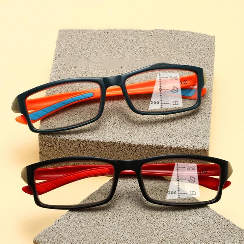 Mens Multifocal Progressive Reading Glasses Anti Blue Light Near Far HD Lens Eyewear Retro Style Diopters +1.0 To +4.0