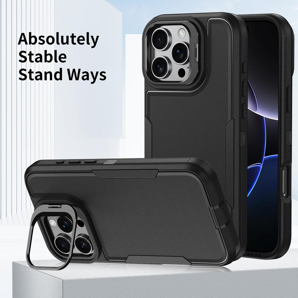 Shockproof Dual Layer Case for Iphone 17 Pro Max 16 Plus Iphone16 Iphone17 Ip17 Stand Holder Mobile Phone Accessories