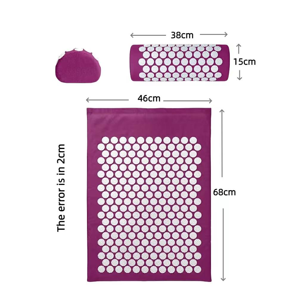 Covoraș de acupunctură pentru masaj 3 în 1 cu rolă pentru spate și gât