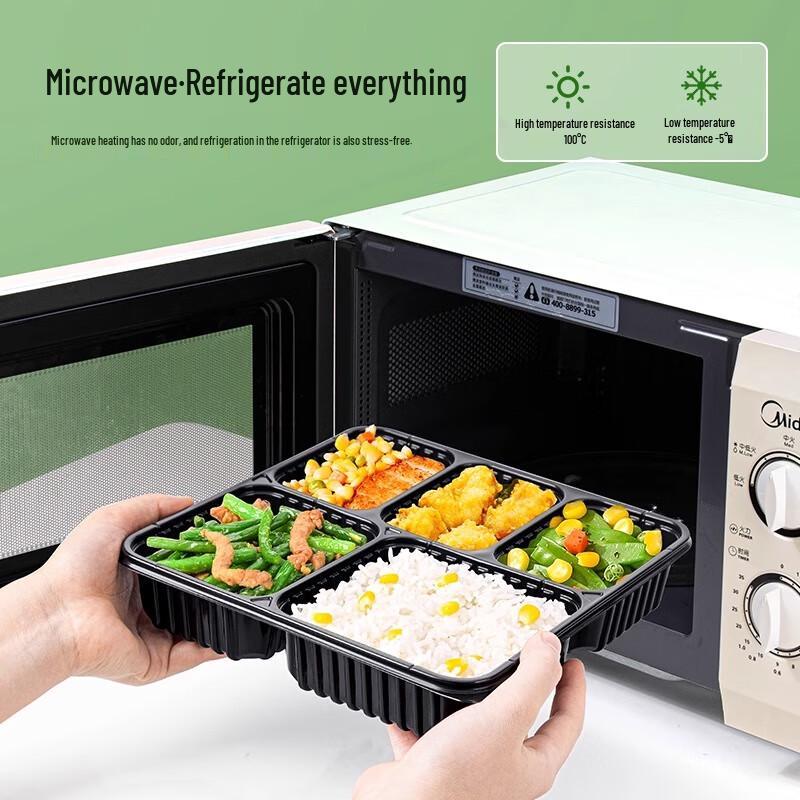 Moruona Disposable Plastic Lunch Boxes with 5 Compartments