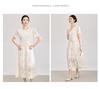 Tencel Cotton Short-Sleeved Embroidery Top + French Romantic Skirt Suit.