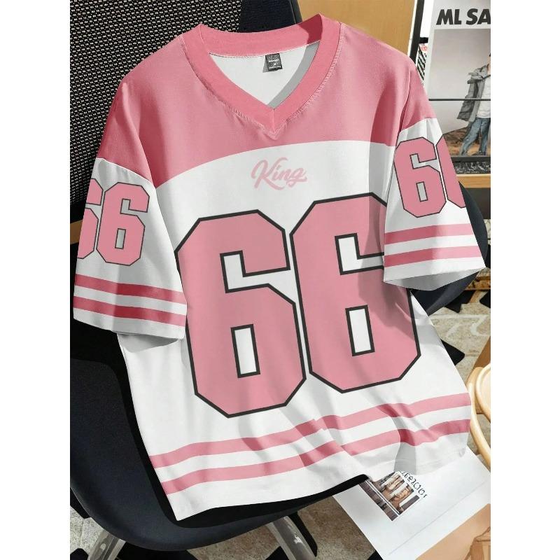 Summer V-neck Men's Casual T-shirt Chicago Letter-printed Polyester Pullover Daily Outdoor Street Wear Clothes