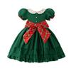 Kids Girls Santa Claus Xmas Elf Princess Bow Dress Children Christmas New Year Cosplay Costumes Kindergarten Performance Role Play Outfit