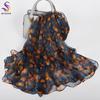 BYSIFA| Beige Pink Women Long 100% Mulberry Silk Scarf Printed Fashion Leave Pattern Brand Spring Ladies Scarves Shawls  170*105