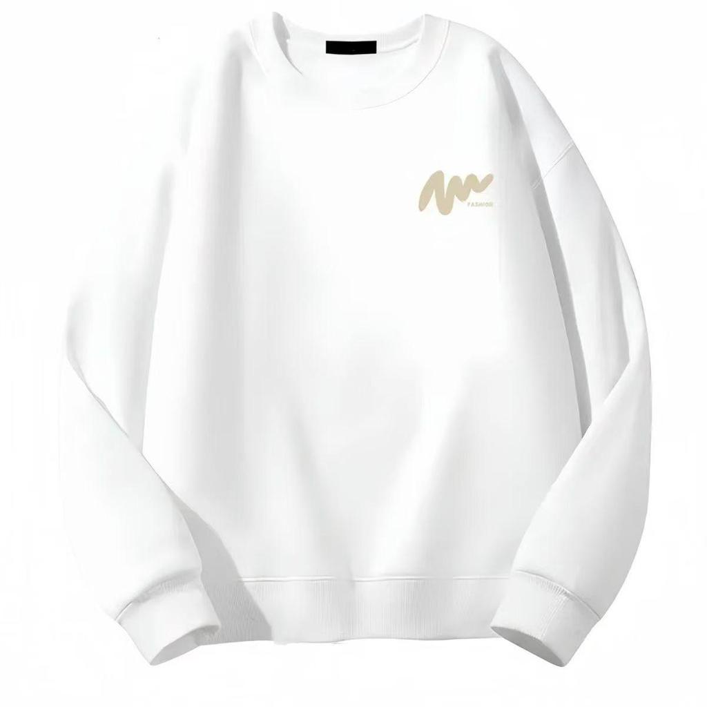 Men's Autumn Crew Neck Heavyweight Fleece-Lined Sweatshirt - Loose Streetwear Style for Couples