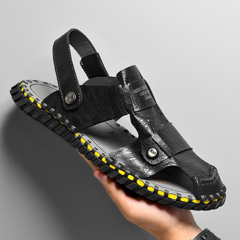 2025 popular bag head slippers men's summer outdoor beach sandals trendy men's stitching