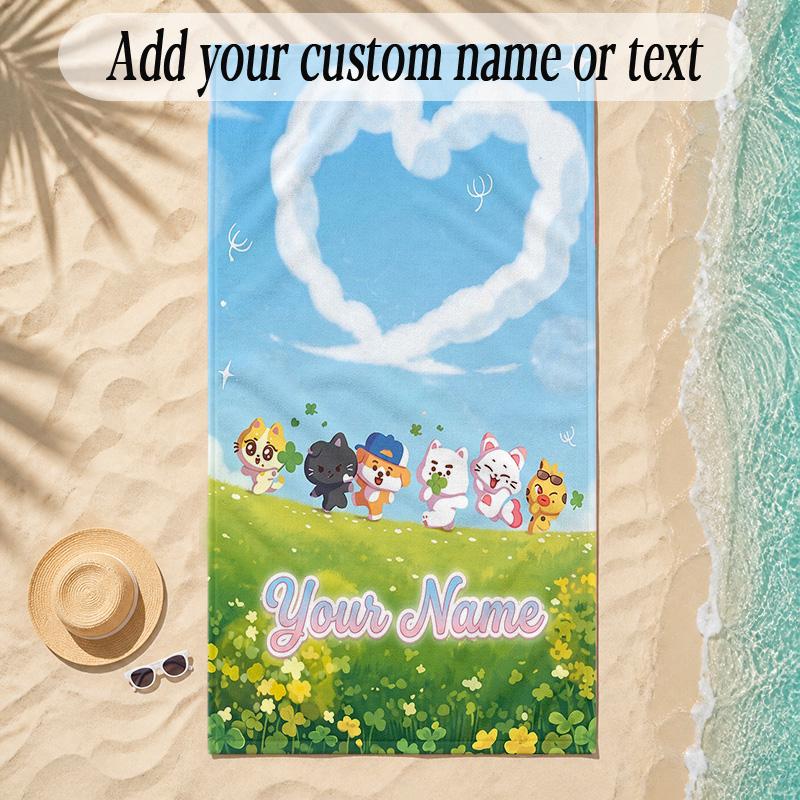 Beach TowelENHYPEN Custom Name Text Personalized Soft Towel for Beach Pool Indoor Home Decor Gift