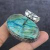 Natural Chrysocolla Gemstone 925 Sterling Silver Jewelry Pendant 1.77" P4u24