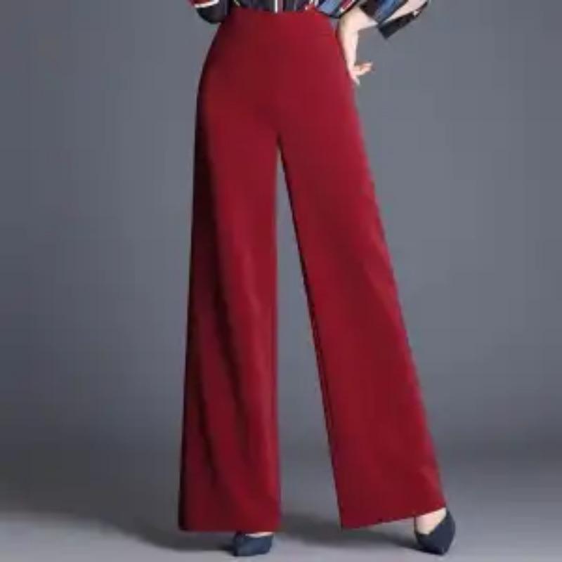 Nová jarní a podzimní móda Jednoduché univerzální kalhoty s vysokým pasem, kapsami, spadlým sedem, rovné, volné, ležérní, jednobarevné, se širokými nohavicemi pro ženy