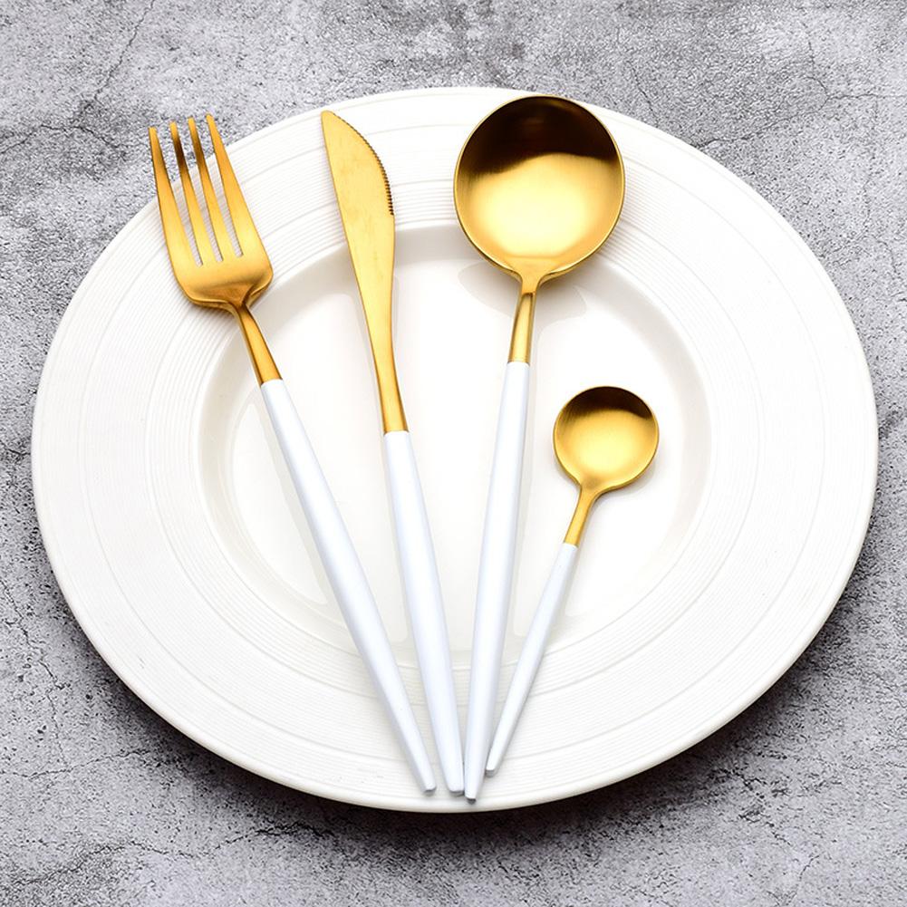 Ensemble de couverts antidérapants à bord lisse, poignée confortable, ensemble de couteaux et fourchettes en acier inoxydable 304, idéal pour la maison et le Restaurant, 4 pièces