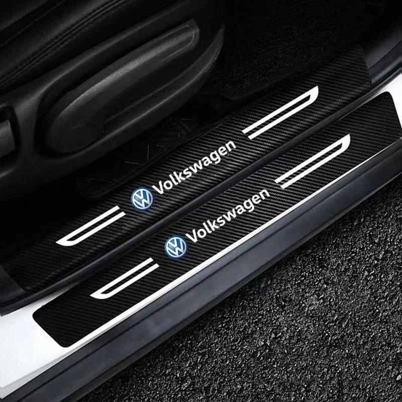 For VOLKSWAGEN VW Carbon Fiber for Volkswagen Passat Tiguan Golf Bora Jetta Sharan Magotan T3 Car Door Protector Sill Rear Trunk