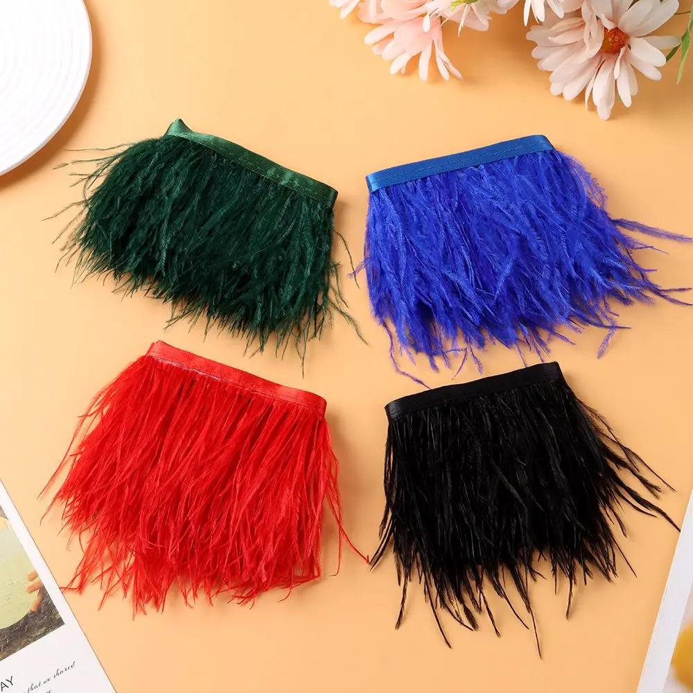 Decoration DIY Wedding Dress Crafts Accessories 8-10 CM Wide Ostrich Feathers Trim Plumes Ribbon Selvage 1 Meter Long