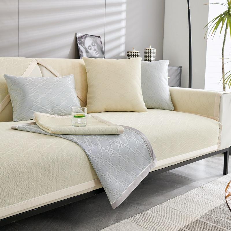 

Ice Silk Summer Sofa Cushion Non-Slip Cooling Mat Universal Light Luxury Leather Sofa Cover Four Seasons Use 70*70cm