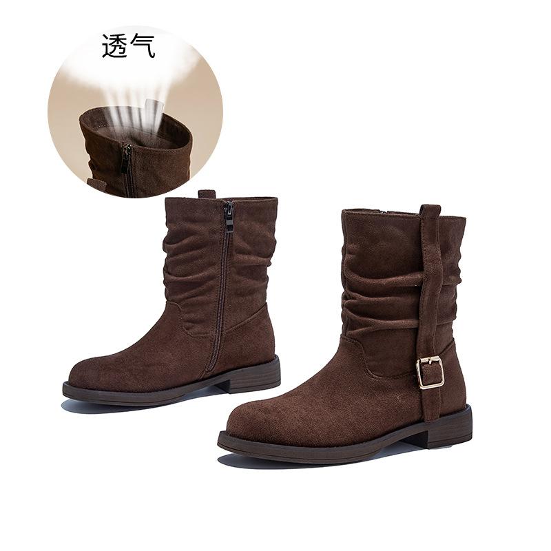 

New retro Maillard stacking boots 2025 autumn and winter locomotive boots children s versatile short boots women s British Martin boots 40 малиновый