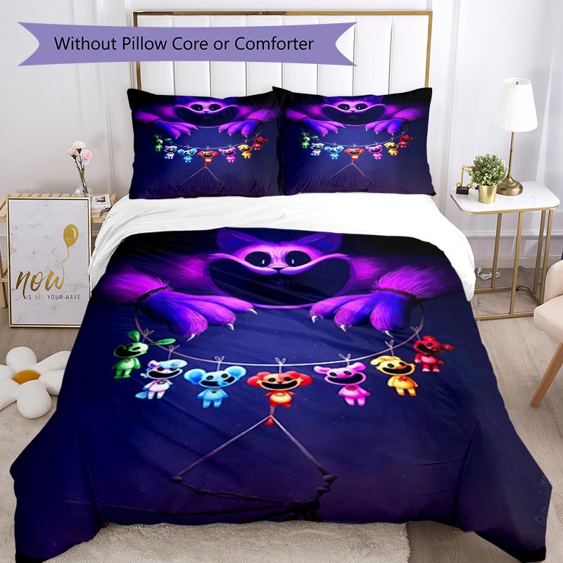 3pcs Smiling Critters2 pattern bedding set duvet cover set includes duvet cover &pillowcases, perfect all season bedroom decoration & gift