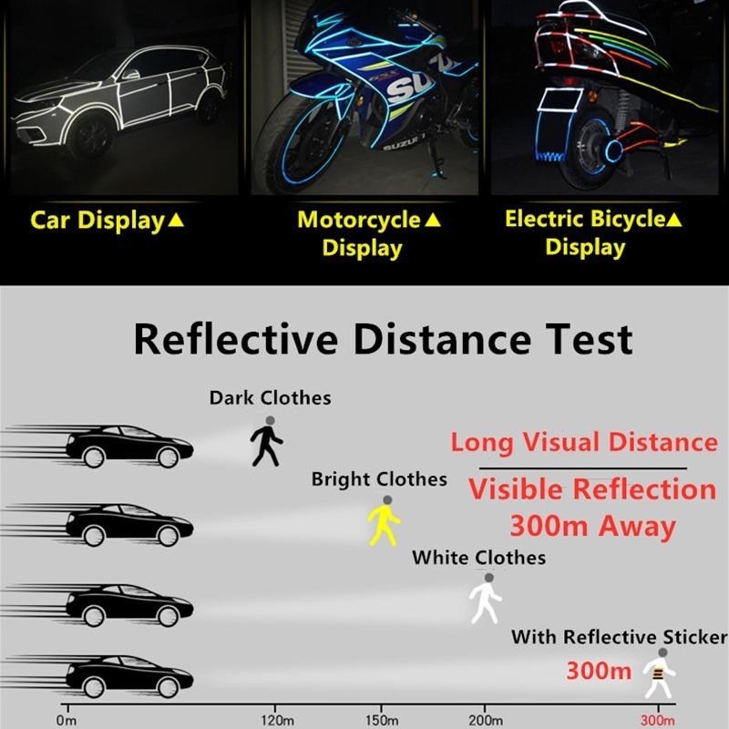 1 Roll Vinyl Motorcycle Rim Tape Reflective Wheel Stickers Decals Car Warning Stickers Motorbike Styling Decor Tool Accessories