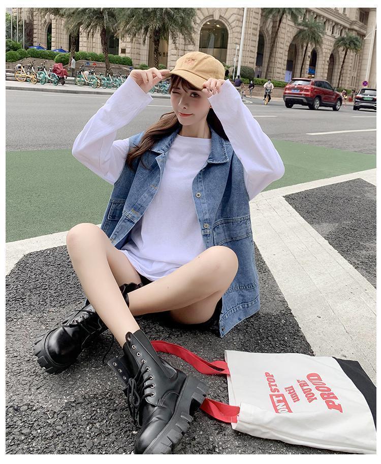 2023 Spring/Autumn Korean Style Loose Denim Vest for Female Students