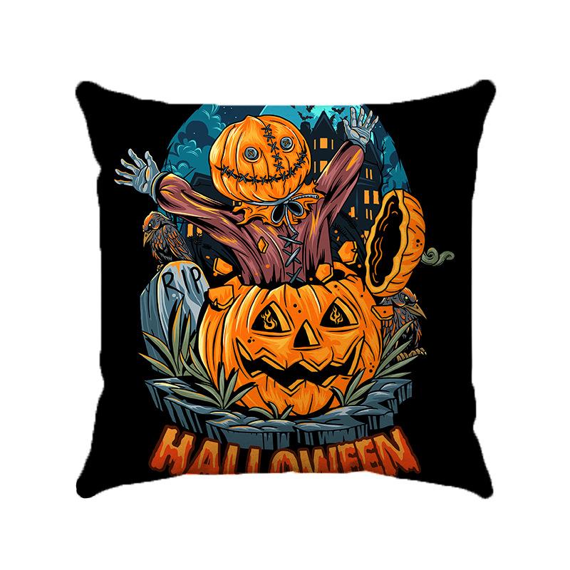 Cartoon Halloween Design Digital Printing Short Plush Pillow Covers Decorative For Car Sofa Office Cushion Cover Home Goods