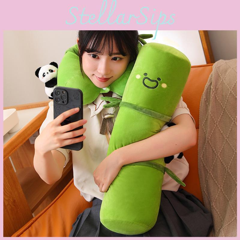 Bamboo Panda Long Pillow  Soft Plush Toy For Girls Bed  Stuffed Animal Doll