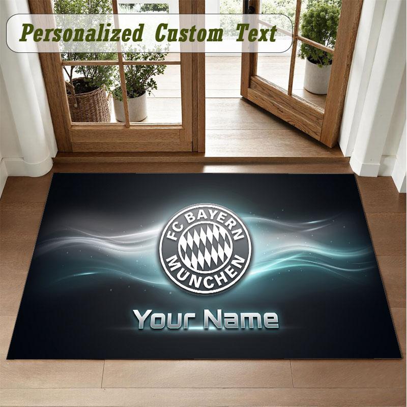 Crystal Velvet Square Rug Custom NameBayern Munich Pattern Non Slip Home Floor Decor Rug