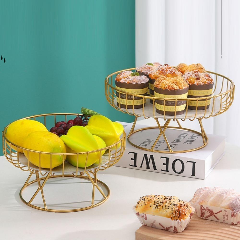 Hollow Design Fruit Basket Metal Wire Serving Bowl Elegant Fruit Tray Kitchen Counter
