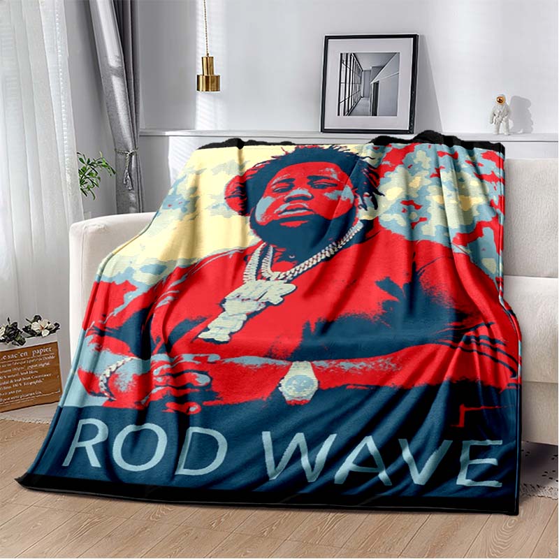 Hip Hop Rapper Blanket Rod Wave Flannel Blanket Soft Warm Throw Bedroom Decor Napping Couch Sofa Bed Chair Cover for Boys Girls