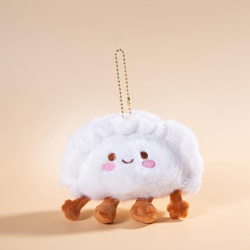 Cute Creative Plush Food Hanging Ornament Pancake Egg Noodles Burger Croissant Keychain Short Plush Toy Cartoon Style