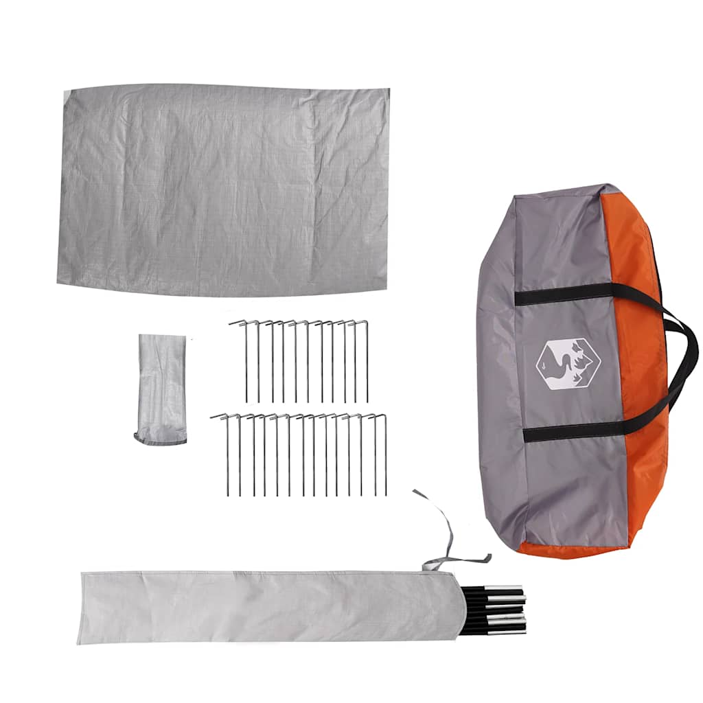 4 Person Tunnel Tent Grey and Orange Waterproof