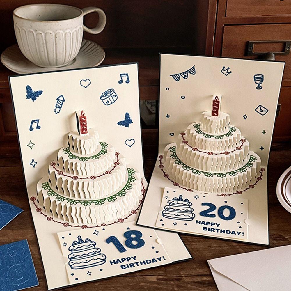 3D Happy Birthday Card Music Light Gift Card New Musical Light Greeting Card  Party Party Supplies