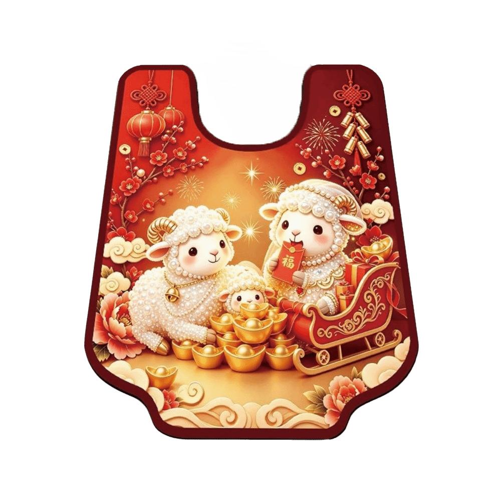 Anti Slip Lamb Year Bathroom Mat Quick Drying Sheep Door Mat Carpet U-shaped Floor Mat  Bathroom