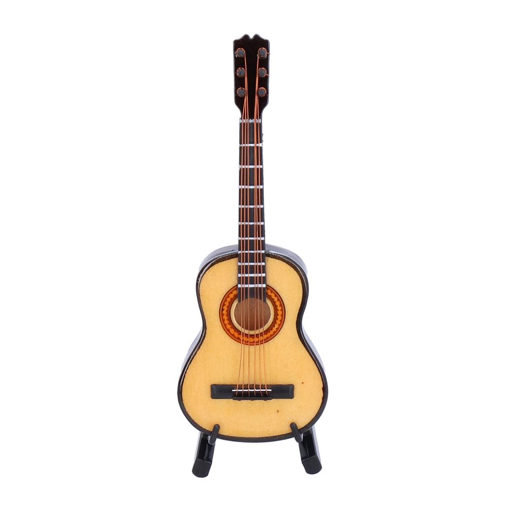 Gitarmodell Tre Skrivebord Mini Musikkinstrument Ornament med Stativ og Oppbevaringsboks