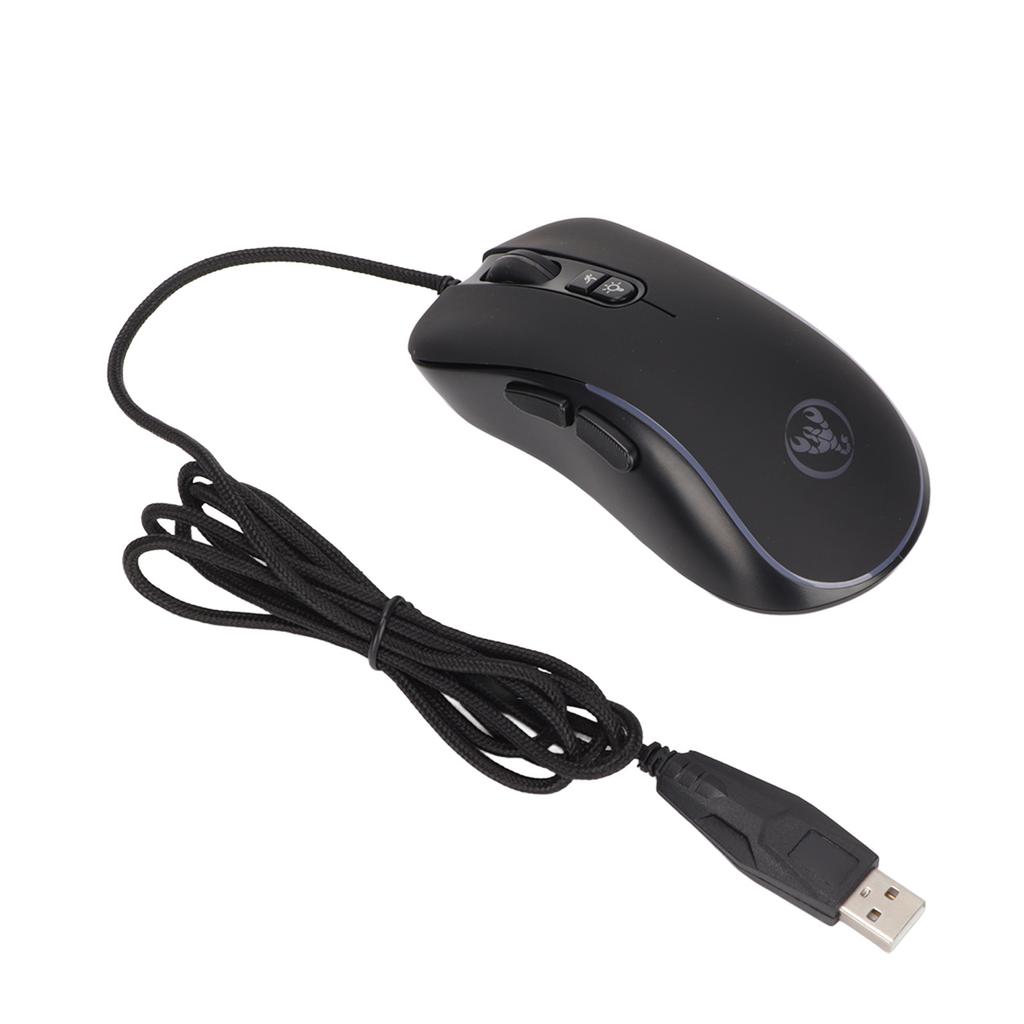 Mechanical Mouse 4800DPI Programmable High Accuracy Ergonomics ABS Gaming Mouse with 6 RGB Colors for Linux for Windows