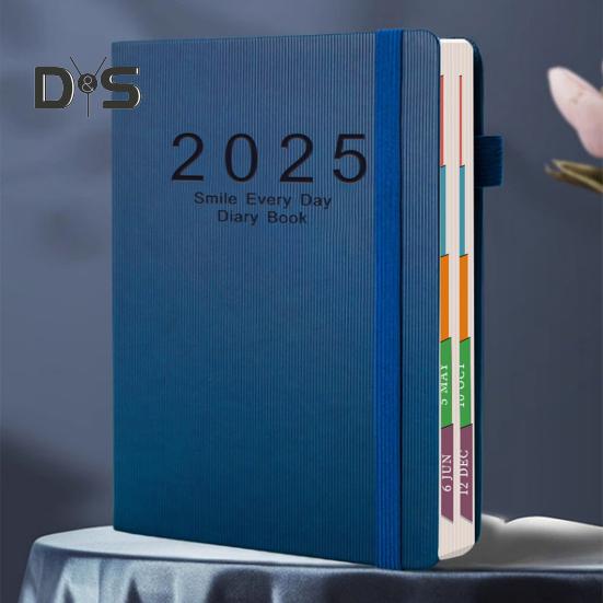 Tagesplaner 2025, eine Seite pro Tag, Jan.-Dez., A5, Tagesplaner 2025, Tageskalender, monatliche Registerkarten, Hardcover, 2025, Stunden-Terminbuch