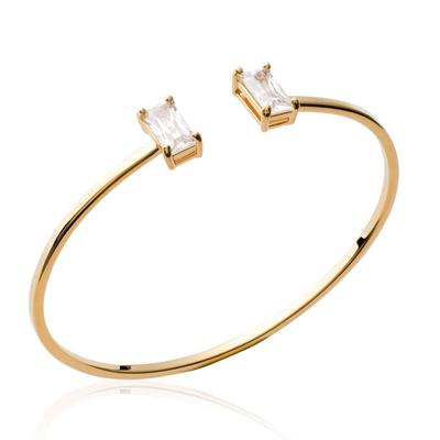 [P0154] - Pulseira banhada a ouro aberta 'Sissi' branco dourado