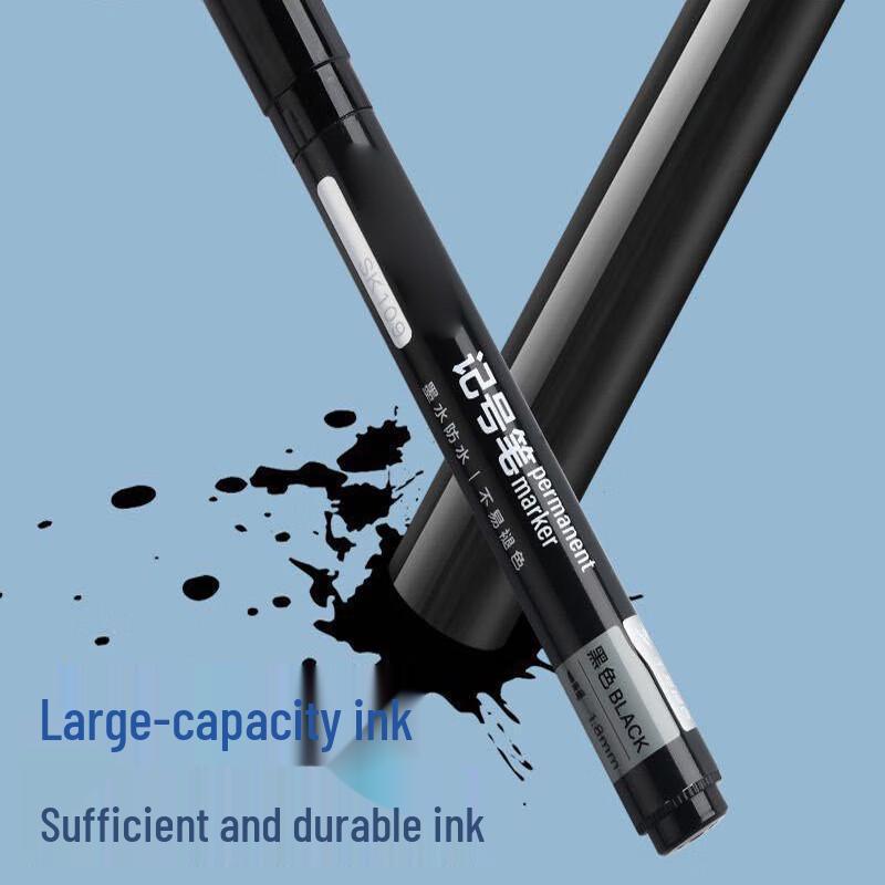 Huicheng Broad Tip Oil-Based Black Marker Pen (10-Pack)