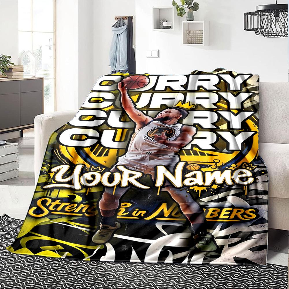 Golden State Curry Game Day Customize Your Name Blanket Lightweight Customizable Blanket Soft & Cozy for Couch Living Room Sofa Bed All-Season Use