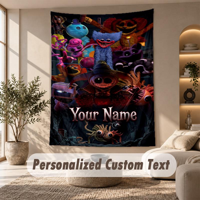 Arazzo Poppy Playtime, Testo Personalizzato su Misura, Arazzo da Appendere a Parete per Soggiorno Decorazione Murale per la Casa