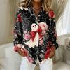 Women's Halloween Print Button Down Shirt Long Sleeve Casual Regular Fit Collared Blouse Top for Everyday Wear