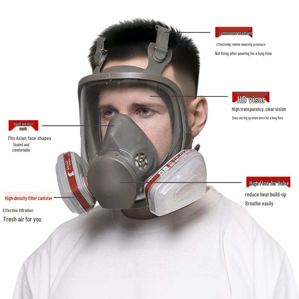 Schnelle Lieferung 6800 Vollgesichts-Gasmaske für Sprühfarbe, Pestizide, Formaldehyd, Staub und Giftstoffe