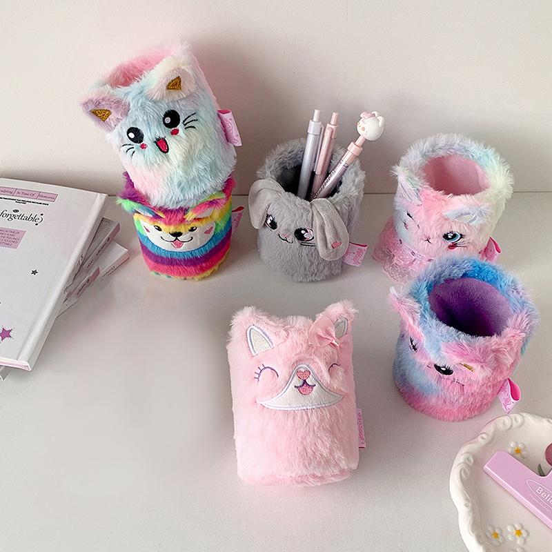 Cute Cartoon Pen Holder Student Creative Desktop Stationery Storage Box Diy Material Scissors Storage Bucket Ornaments