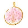 Cherry Blossom Medallion Pendant In Pink Quartz Chips + Chain