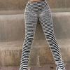 Cross-Border Autumn and Winter European and American Women Fashion High Waist Buttock Lifting Casual Pants Woolen Stripe Sexy Slim Fit Trousers Pants