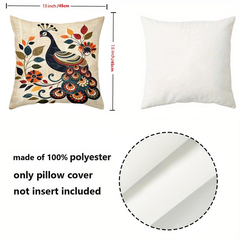 Colorful Bird and Flower Patterned Decorative Throw Pillows Polyester Pillowcase, Sofa Decorative Cushion Cov Headboard Pillow