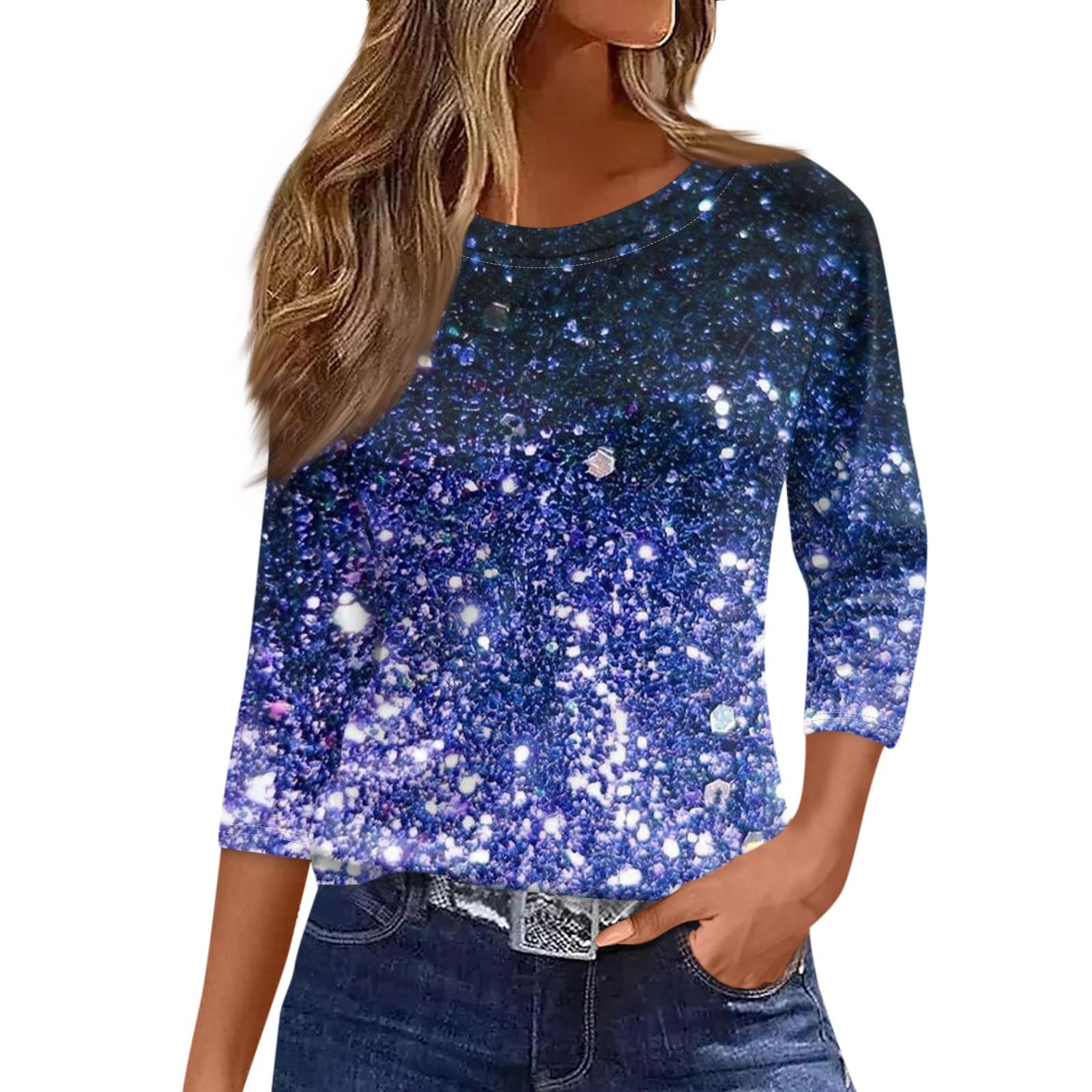 

Traf 2025 Жіноча Мода Повсякденна Футболка з Круглим Вирізом та Рукавом 3/4 Вільного Крою з Принтом Жіночий Топ Одяг для Жінок Сорочка для Жінок M