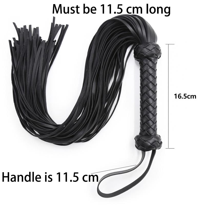 Fetish Black&amp;Red PU Leather Whip Flogger Handle Spanking Paddle Knout Flirt BDSM Adult Game Erotic Sex Toys for Women