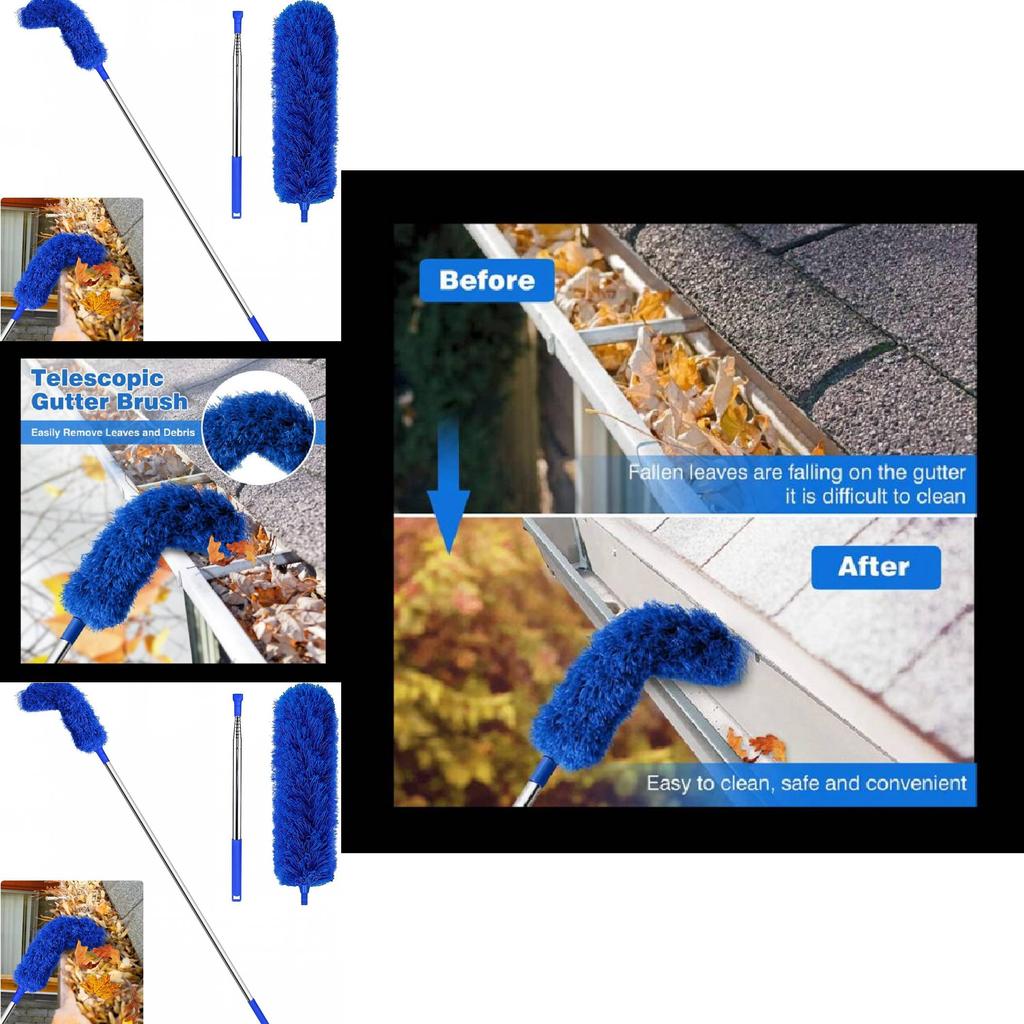 Gutter Cleaning Brush With Telescopic Extendable Pole For Home Maintenance And Dust Removal
