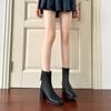 Elastic thin boots women's new autumn and winter mid-heel white boots square head high-heeled short boots women's small fragrant bare boots